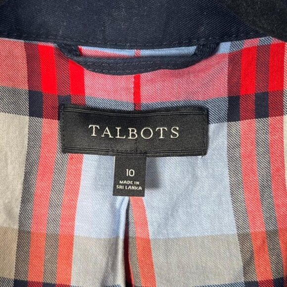 NWOT TALBOTS Button Down Blazer Jacket Interior Plaid Pockets Collarless Size 10 - Picture 4 of 8